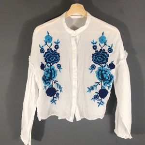 Zara trafaluc collection crop puffy long sleeve